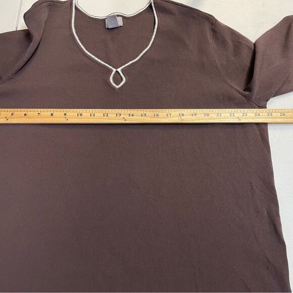 Sigrid Olson brown ribbed knit blouse women's size 2X - Picture 9 of 11